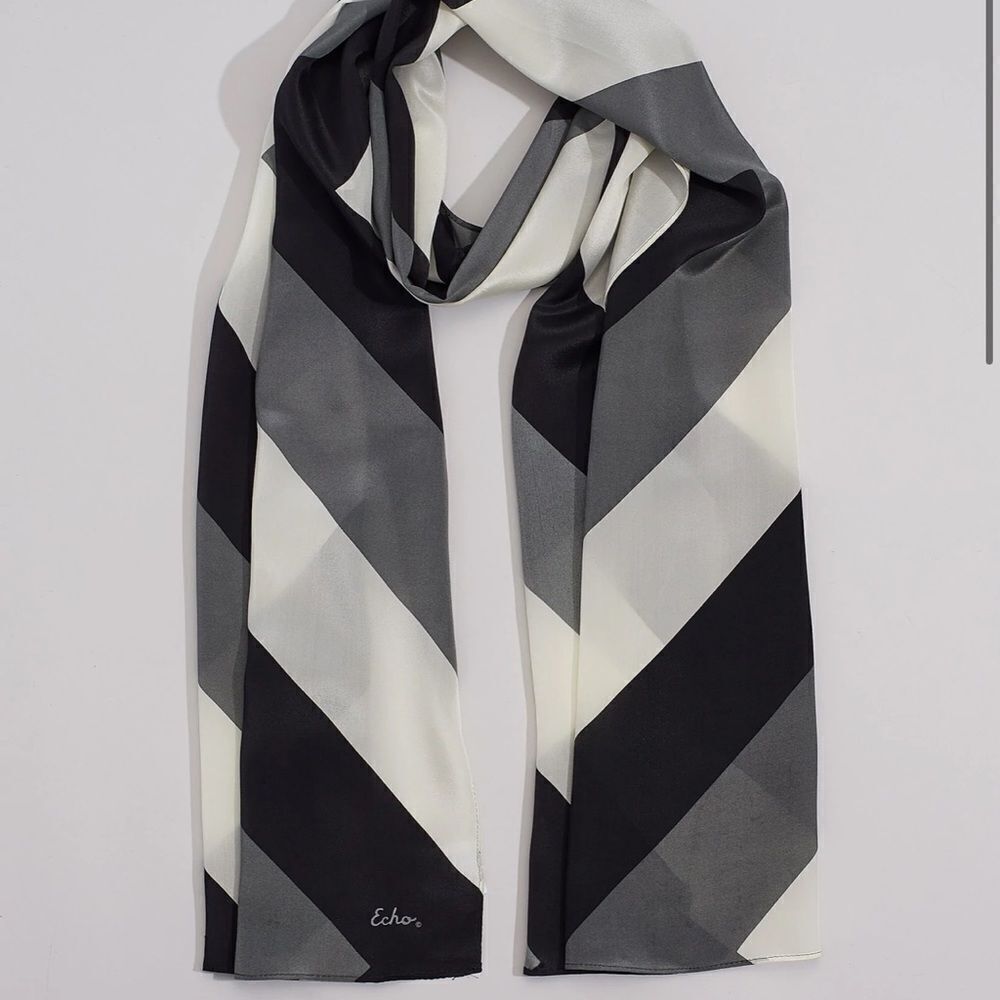 Echo Design Chevron Silk Oblong. Black